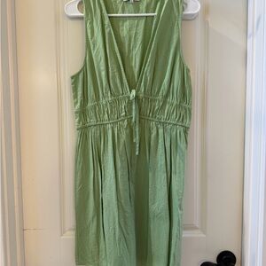 Madewell Green linen Sleeveless Dress. Size large. Worn once.